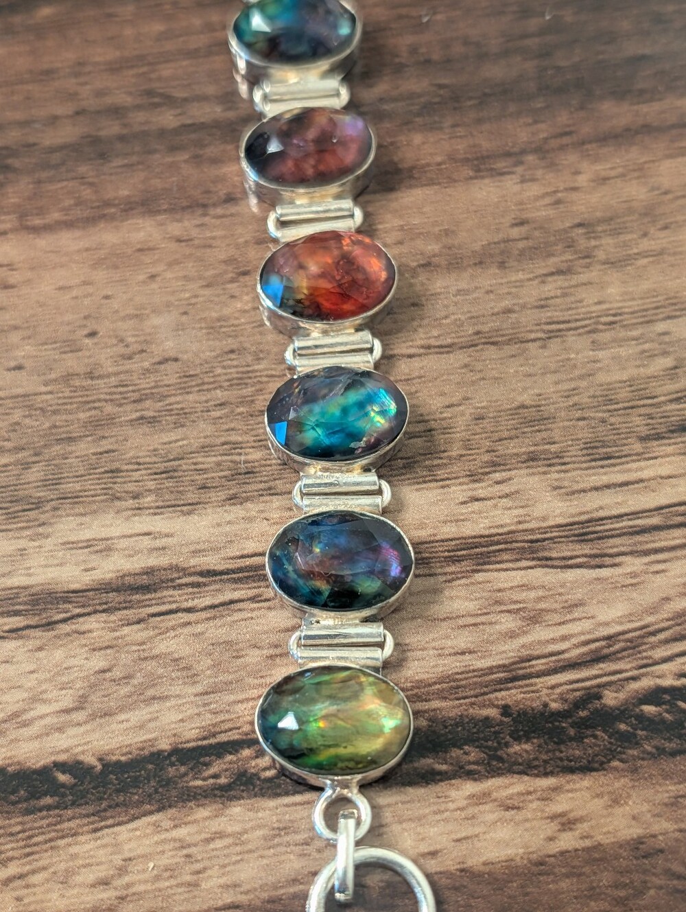 NEW Multi-Color Faceted AMMOLITE Link Bracelet - Women Jewelry